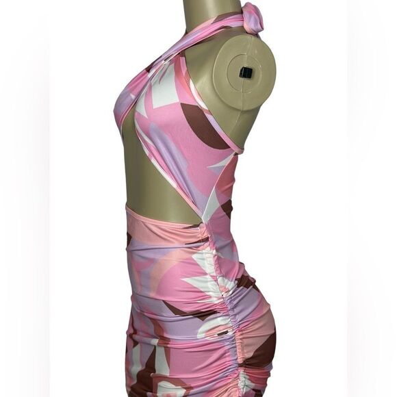 Pink Halter Cut-Out Mini Dress - Picture 7 of 12